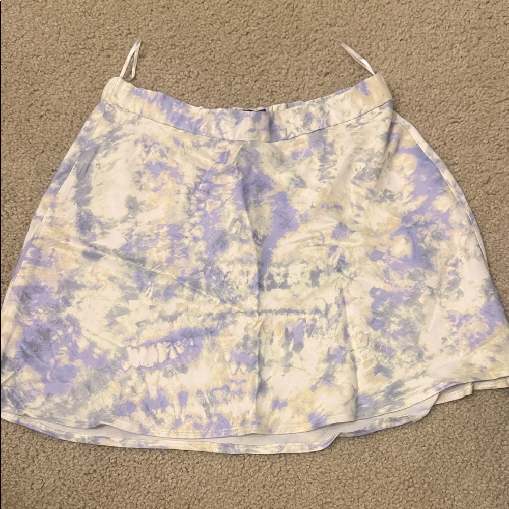 Zara Tie-Dye Mini Skirt in Purple and Cream